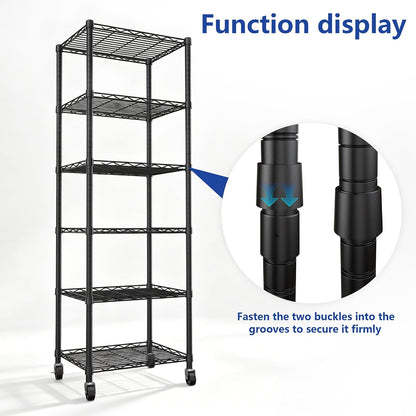 6 Wire Shelving Steel Storage Rack Adjustable Unit Shelves for Laundry Bathroom Kitchen Pantry Closet(Silver, 11.7" D x 16.8" W x 63" H)