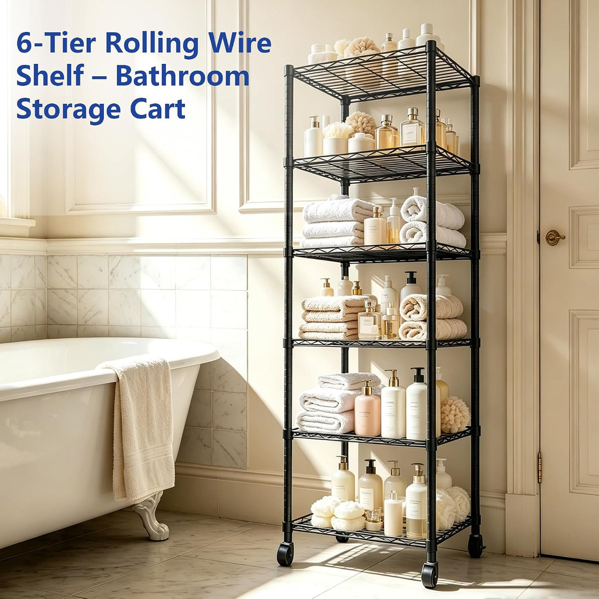 6 Wire Shelving Steel Storage Rack Adjustable Unit Shelves for Laundry Bathroom Kitchen Pantry Closet(Silver, 11.7" D x 16.8" W x 63" H)