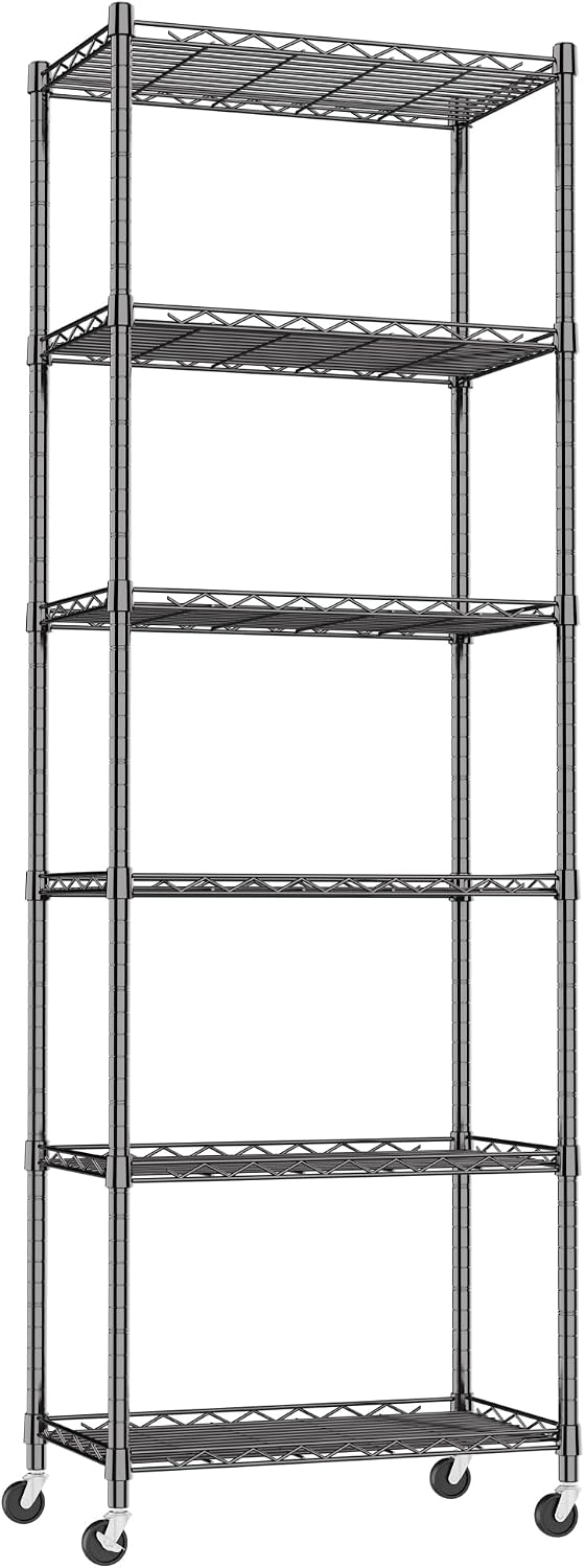 6 Wire Shelving Steel Storage Rack Adjustable Unit Shelves for Laundry Bathroom Kitchen Pantry Closet(Silver, 11.7" D x 16.8" W x 63" H)