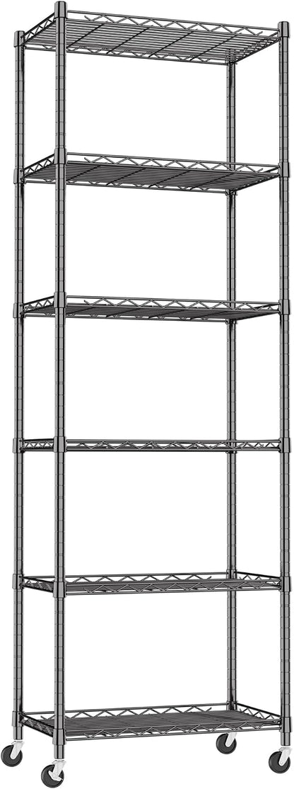 6 Wire Shelving Steel Storage Rack Adjustable Unit Shelves for Laundry Bathroom Kitchen Pantry Closet(Silver, 11.7" D x 16.8" W x 63" H)