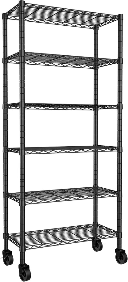 6 Wire Shelving Steel Storage Rack Adjustable Unit Shelves for Laundry Bathroom Kitchen Pantry Closet(Silver, 11.7" D x 16.8" W x 63" H)