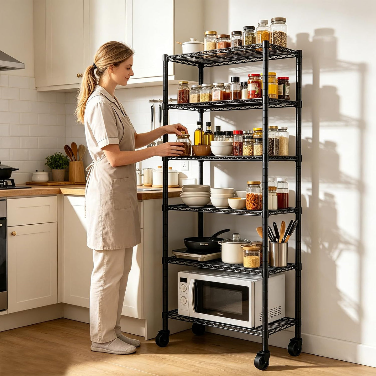 6 Wire Shelving Steel Storage Rack Adjustable Unit Shelves for Laundry Bathroom Kitchen Pantry Closet(Silver, 11.7" D x 16.8" W x 63" H)