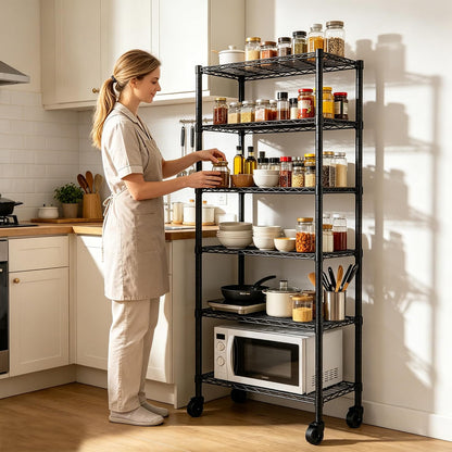 6 Wire Shelving Steel Storage Rack Adjustable Unit Shelves for Laundry Bathroom Kitchen Pantry Closet(Silver, 11.7" D x 16.8" W x 63" H)