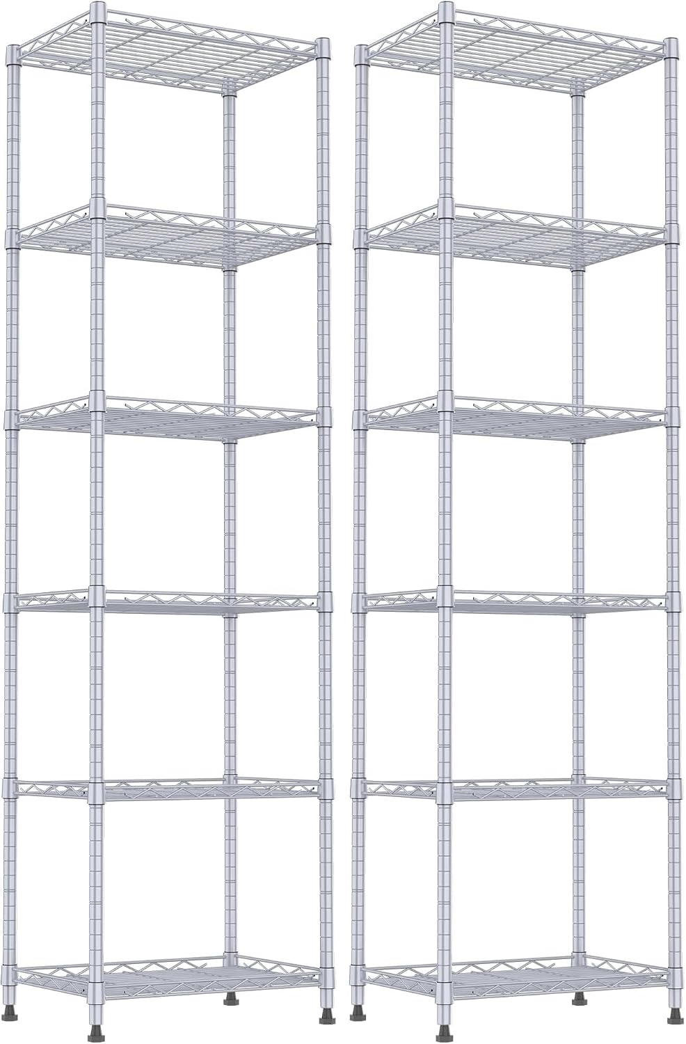 6 Wire Shelving Steel Storage Rack Adjustable Unit Shelves for Laundry Bathroom Kitchen Pantry Closet(Silver, 11.7" D x 16.8" W x 63" H)