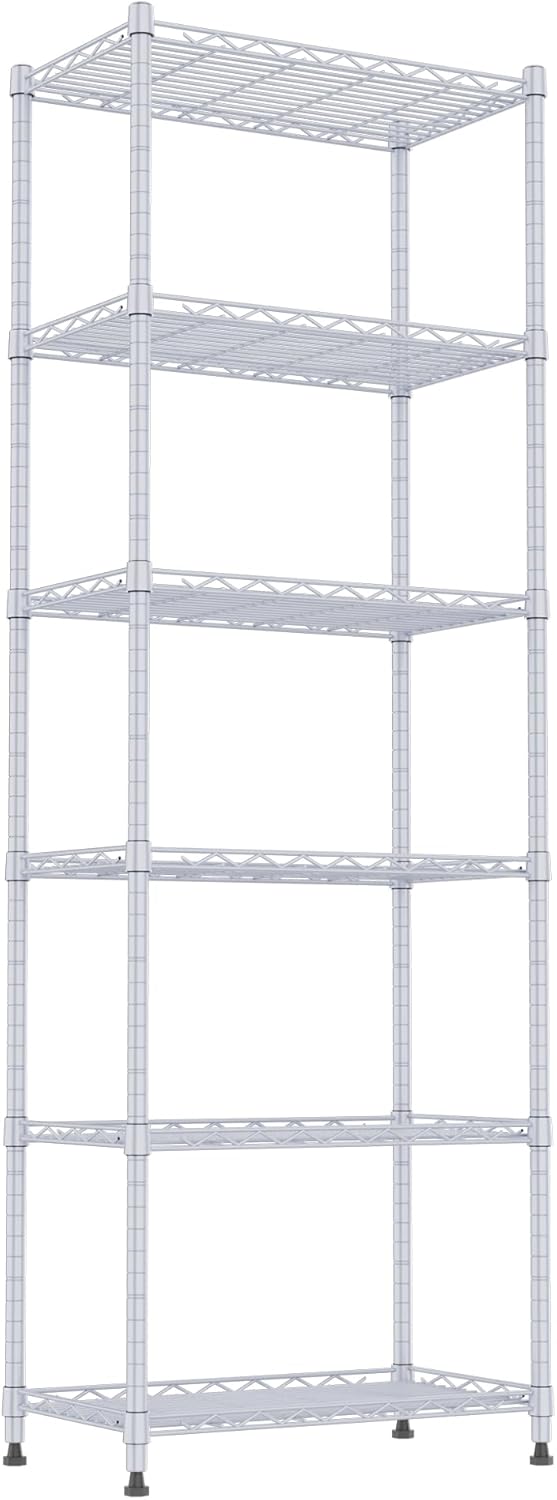 6 Wire Shelving Steel Storage Rack Adjustable Unit Shelves for Laundry Bathroom Kitchen Pantry Closet(Silver, 11.7" D x 16.8" W x 63" H)