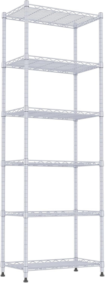6 Wire Shelving Steel Storage Rack Adjustable Unit Shelves for Laundry Bathroom Kitchen Pantry Closet(Silver, 11.7" D x 16.8" W x 63" H)