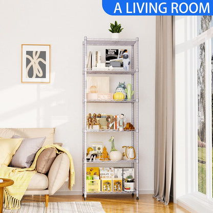 6 Wire Shelving Steel Storage Rack Adjustable Unit Shelves for Laundry Bathroom Kitchen Pantry Closet(Silver, 11.7" D x 16.8" W x 63" H)