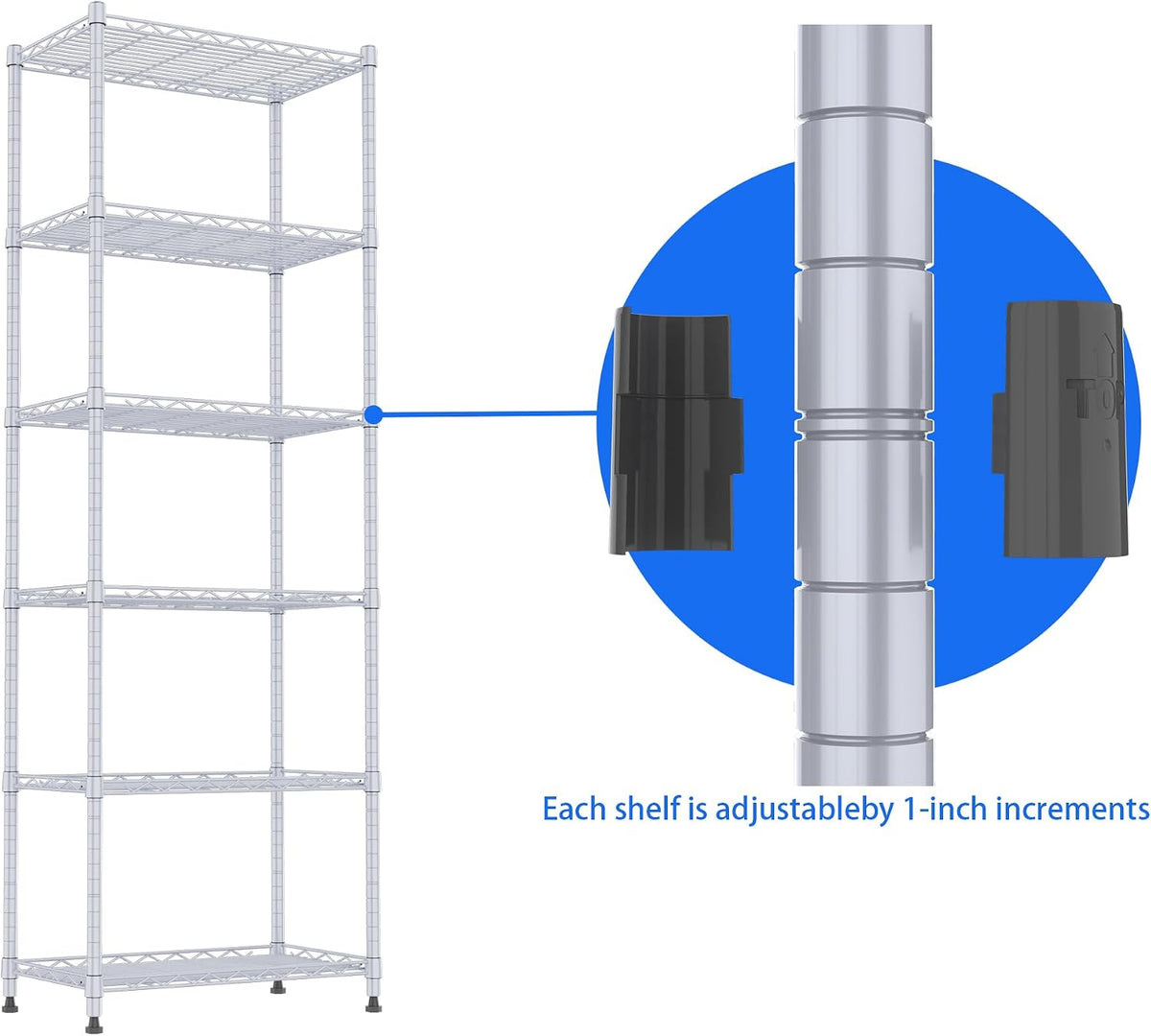 6 Wire Shelving Steel Storage Rack Adjustable Unit Shelves for Laundry Bathroom Kitchen Pantry Closet(Silver, 11.7" D x 16.8" W x 63" H)
