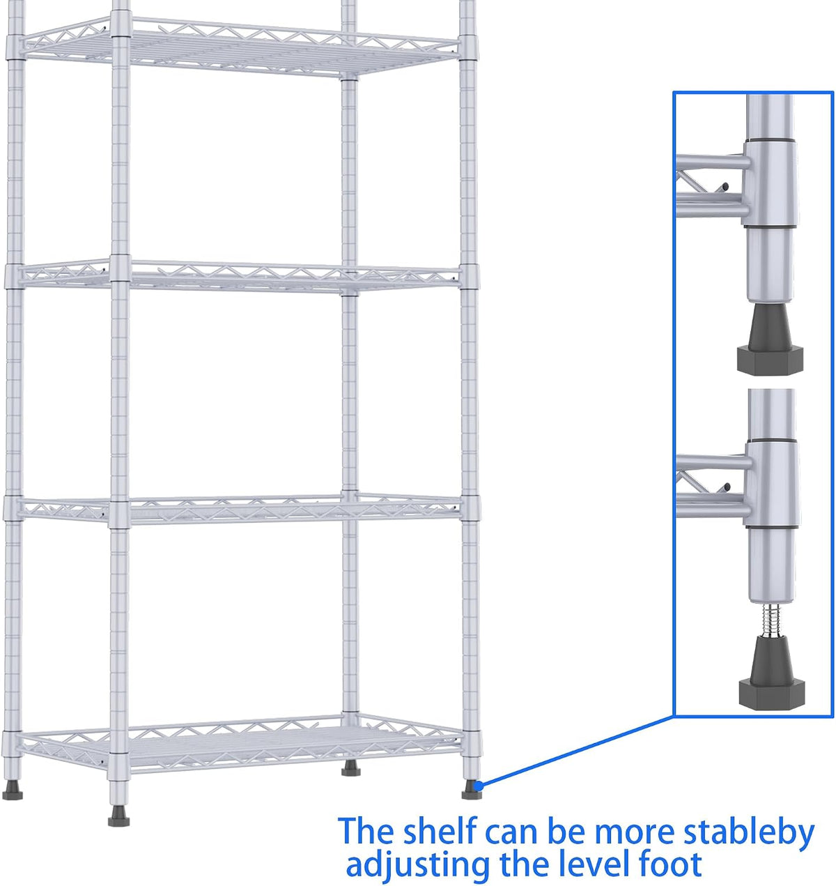6 Wire Shelving Steel Storage Rack Adjustable Unit Shelves for Laundry Bathroom Kitchen Pantry Closet(Silver, 11.7" D x 16.8" W x 63" H)