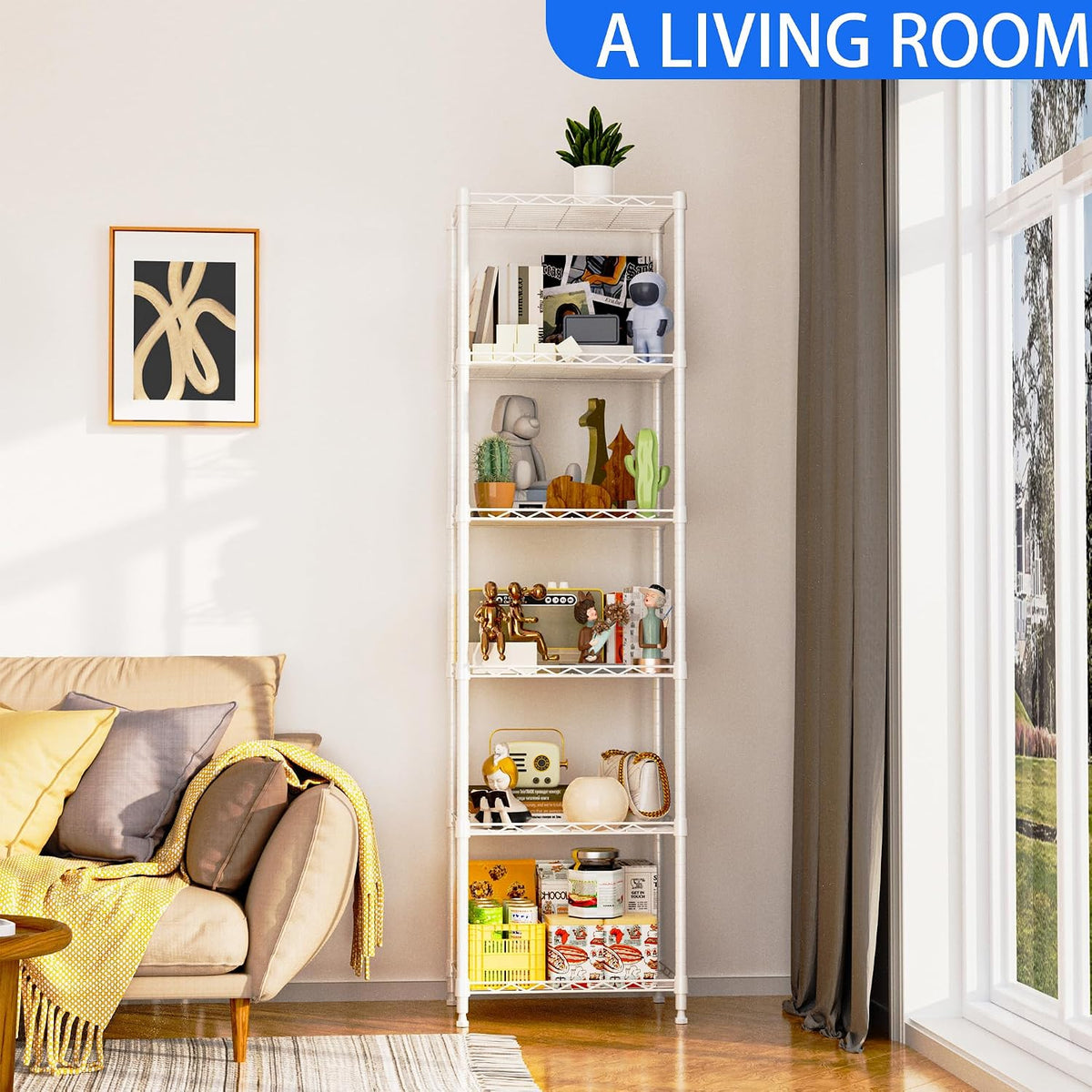 6 Wire Shelving Steel Storage Rack Adjustable Unit Shelves for Laundry Bathroom Kitchen Pantry Closet(Silver, 11.7" D x 16.8" W x 63" H)