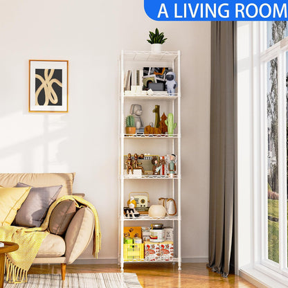 6 Wire Shelving Steel Storage Rack Adjustable Unit Shelves for Laundry Bathroom Kitchen Pantry Closet(Silver, 11.7" D x 16.8" W x 63" H)