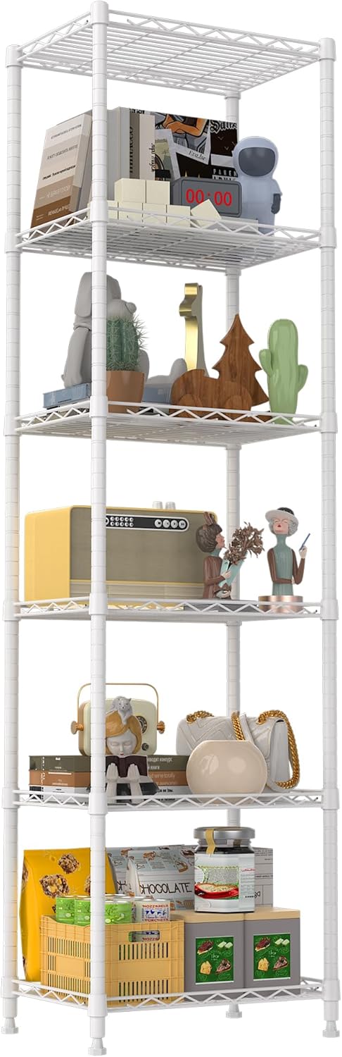 6 Wire Shelving Steel Storage Rack Adjustable Unit Shelves for Laundry Bathroom Kitchen Pantry Closet(Silver, 11.7" D x 16.8" W x 63" H)