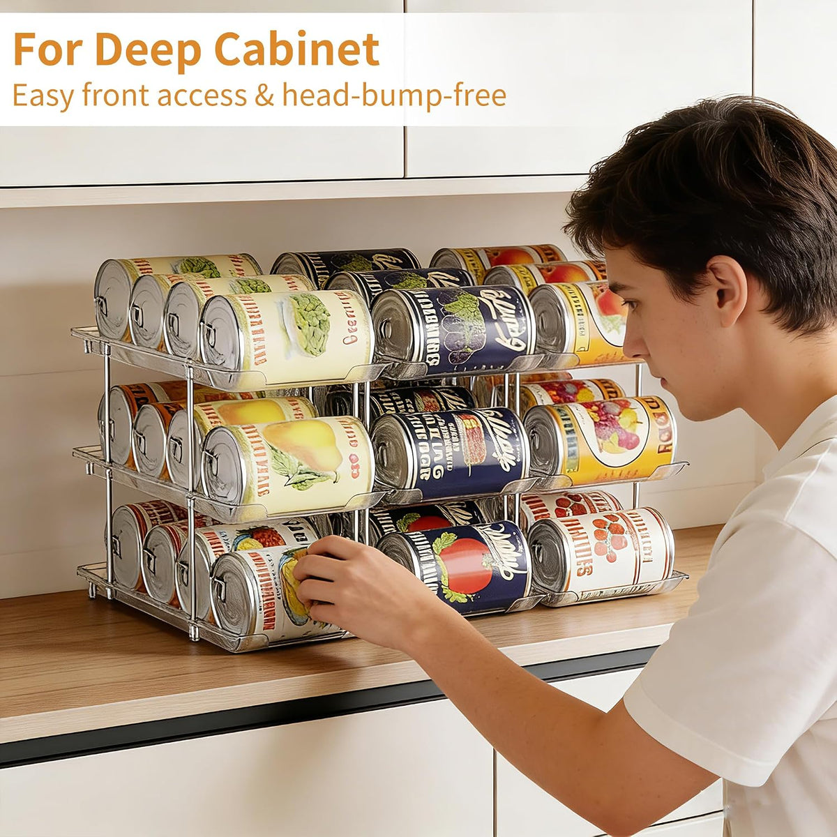 Can Organizer for Pantry Canned Food Storage Goods Holders 3 Tier
