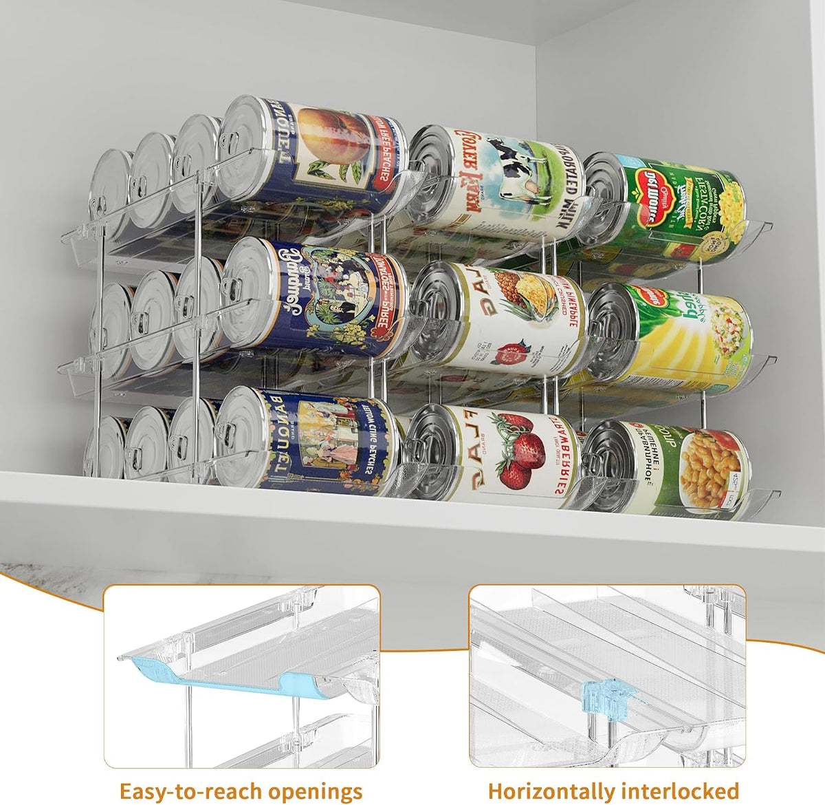 Can Organizer for Pantry Canned Food Storage Goods Holders 3 Tier