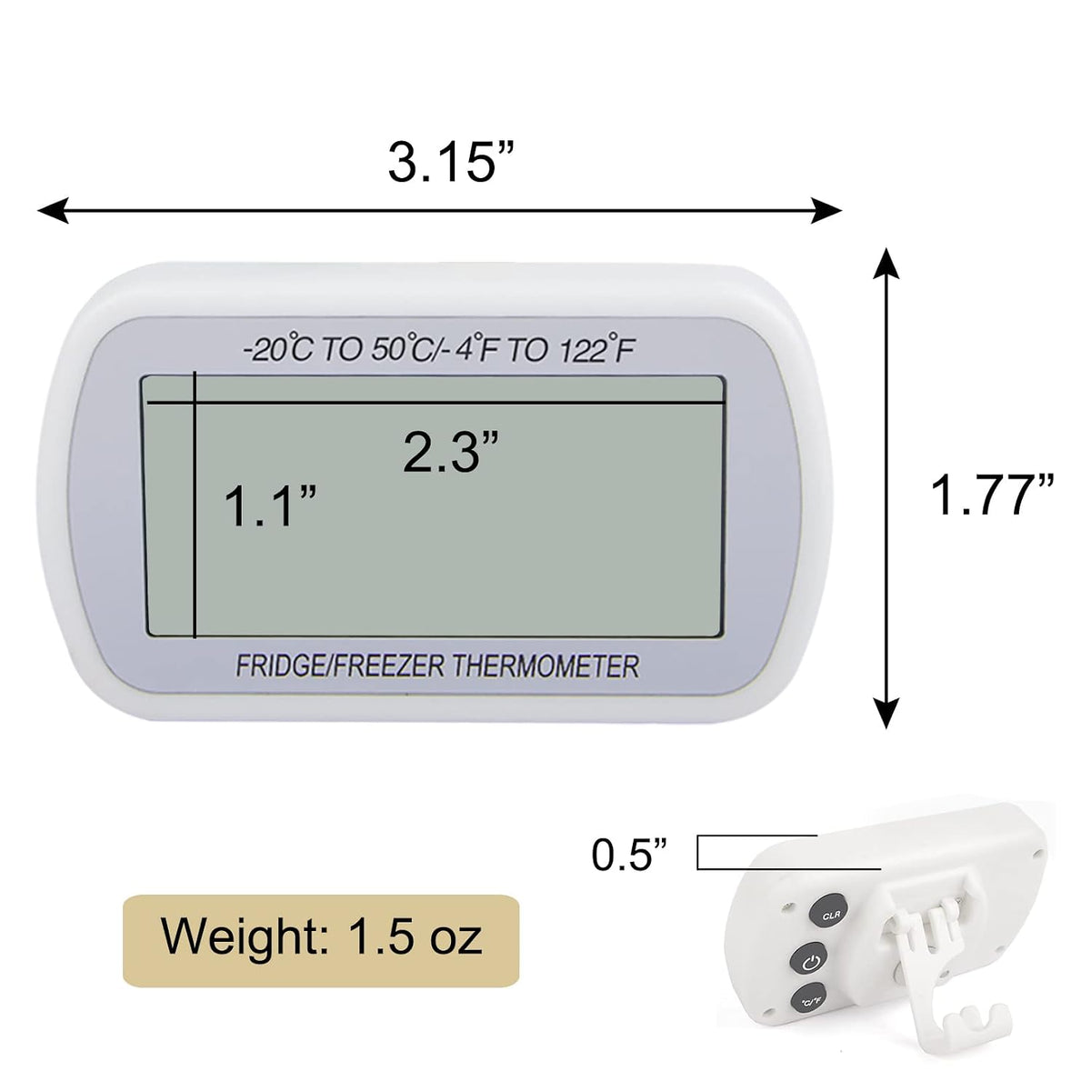 2 Pack Waterproof Digital Refrigerator Freezer Thermometer Large LCD