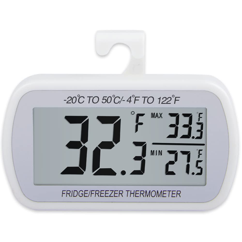 2 Pack Waterproof Digital Refrigerator Freezer Thermometer Large LCD