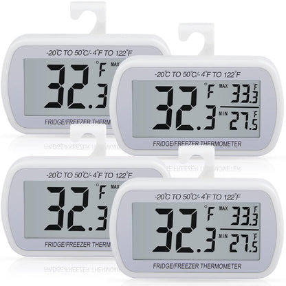 2 Pack Waterproof Digital Refrigerator Freezer Thermometer Large LCD