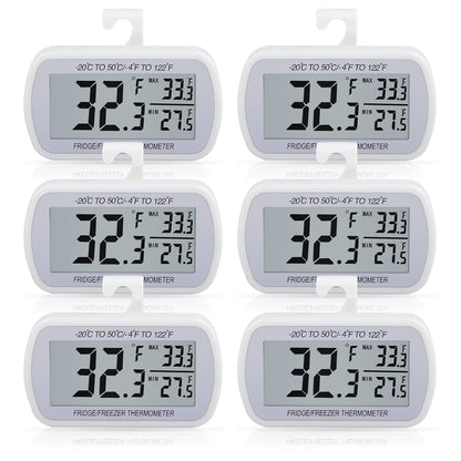 2 Pack Waterproof Digital Refrigerator Freezer Thermometer Large LCD