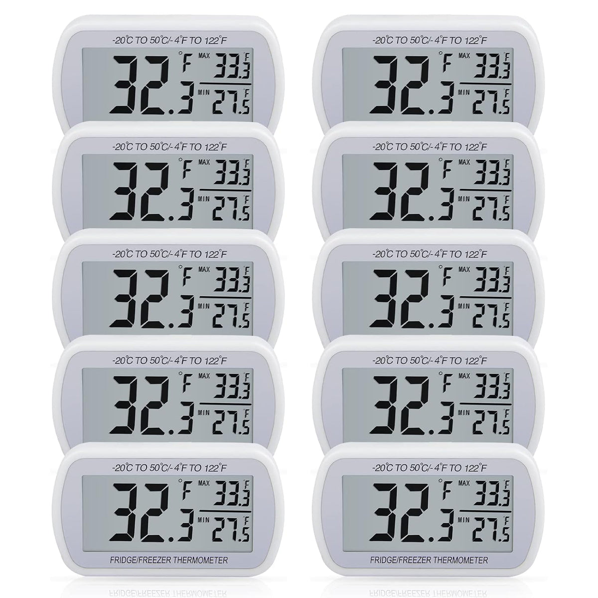 2 Pack Waterproof Digital Refrigerator Freezer Thermometer Large LCD