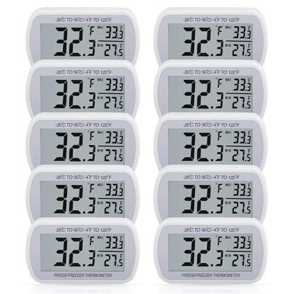 2 Pack Waterproof Digital Refrigerator Freezer Thermometer Large LCD