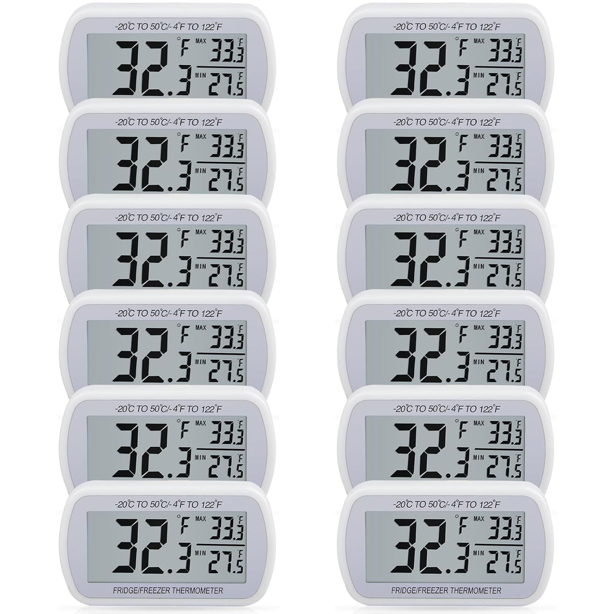 2 Pack Waterproof Digital Refrigerator Freezer Thermometer Large LCD