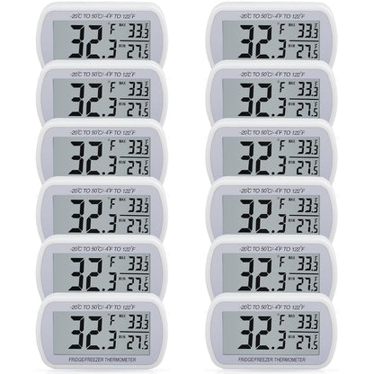 2 Pack Waterproof Digital Refrigerator Freezer Thermometer Large LCD