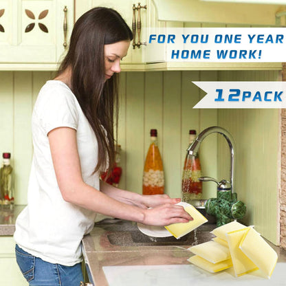All-Purpose Non Scratch Sponges，Sponges Kitchen for Washing and Cleaning Dishes, Non-Stick Cookware,Premium Scrub and Scrubbers，Cleaning of Kitchen, Bathroom,and Household,12Pad