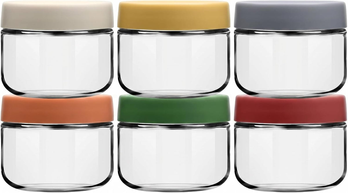 2 oz Glass Dressing Containers With Lids, Sauce Jars for Lunch, 6pk