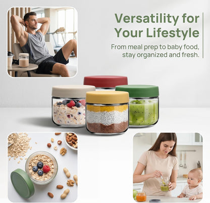 2 oz Glass Dressing Containers With Lids, Sauce Jars for Lunch, 6pk