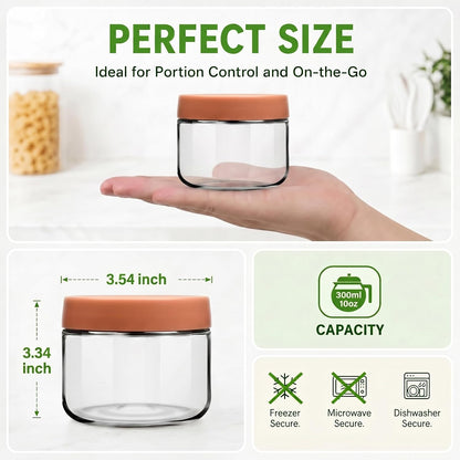 2 oz Glass Dressing Containers With Lids, Sauce Jars for Lunch, 6pk