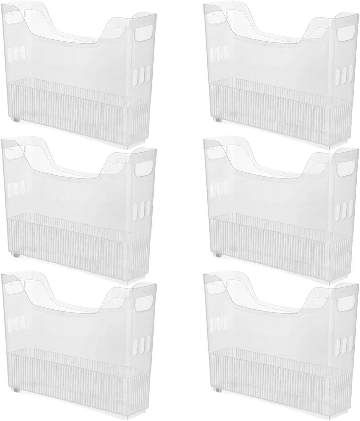 6 Pcs Freezer Drawer Organizer Bins - Clear Plastic Pantry Organizers with Wheels, Tall Narrow Kitchen Organization Rolling Freezer Bins for Bottom Freezer, Storage Containers for Home, Office