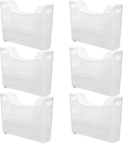 6 Pcs Freezer Drawer Organizer Bins - Clear Plastic Pantry Organizers with Wheels, Tall Narrow Kitchen Organization Rolling Freezer Bins for Bottom Freezer, Storage Containers for Home, Office