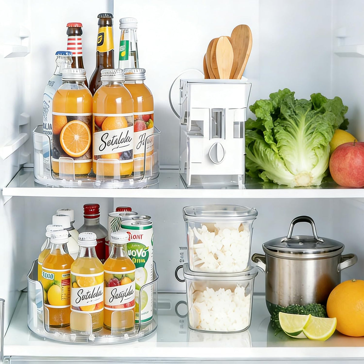 360°Rotating Organizer, Lazy Susan for Refrigerator, 13x8.5 Inch Kitchen Organizer for Fridge, Cabinet, Clear