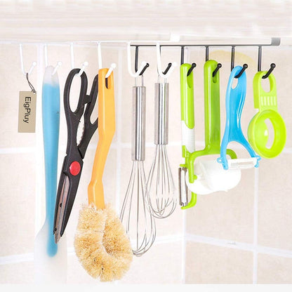 2pcs Mug Hooks Under Cabinet Cups Storage Hook Multifunction Self Adhesive Coffee Cups Holder Kitchen Utensil Ties Belts Scarf Hanging Rack,White