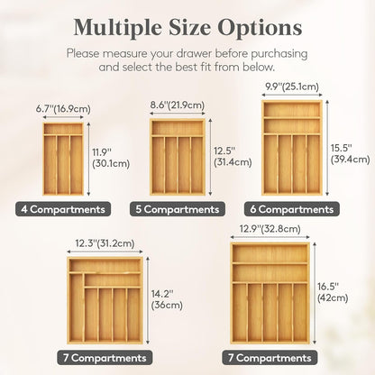 Bamboo Silverware Tray for Drawer, 6.7 x 12