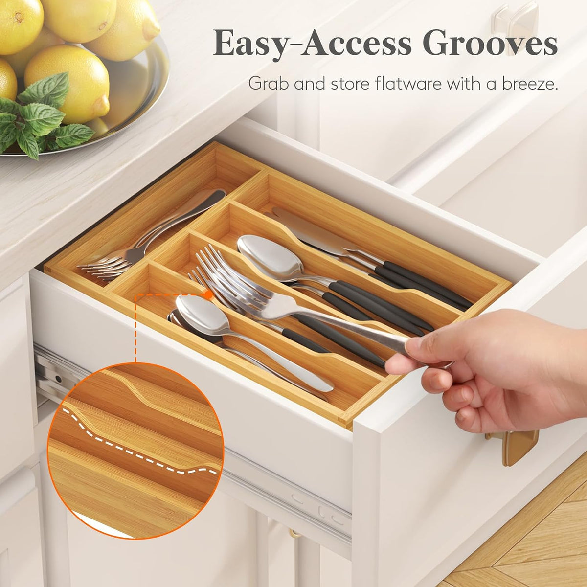 Bamboo Silverware Tray for Drawer, 6.7 x 12