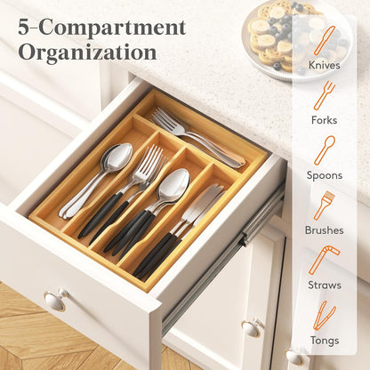 Bamboo Silverware Tray for Drawer, 6.7 x 12
