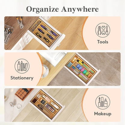 Bamboo Silverware Tray for Drawer, 6.7 x 12