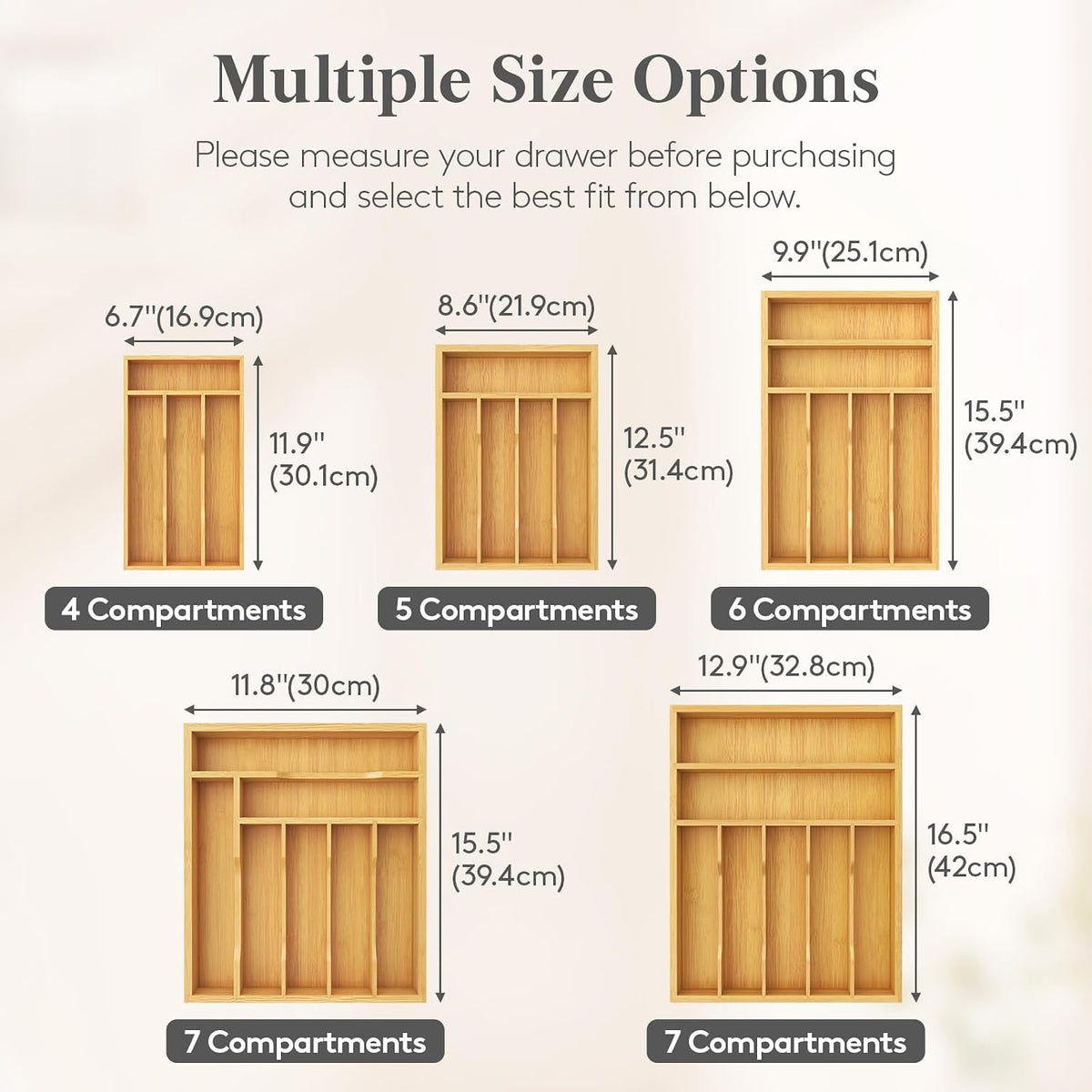 Bamboo Silverware Tray for Drawer, 6.7 x 12