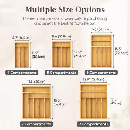 Bamboo Silverware Tray for Drawer, 6.7 x 12