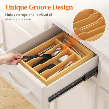 Bamboo Silverware Tray for Drawer, 6.7 x 12