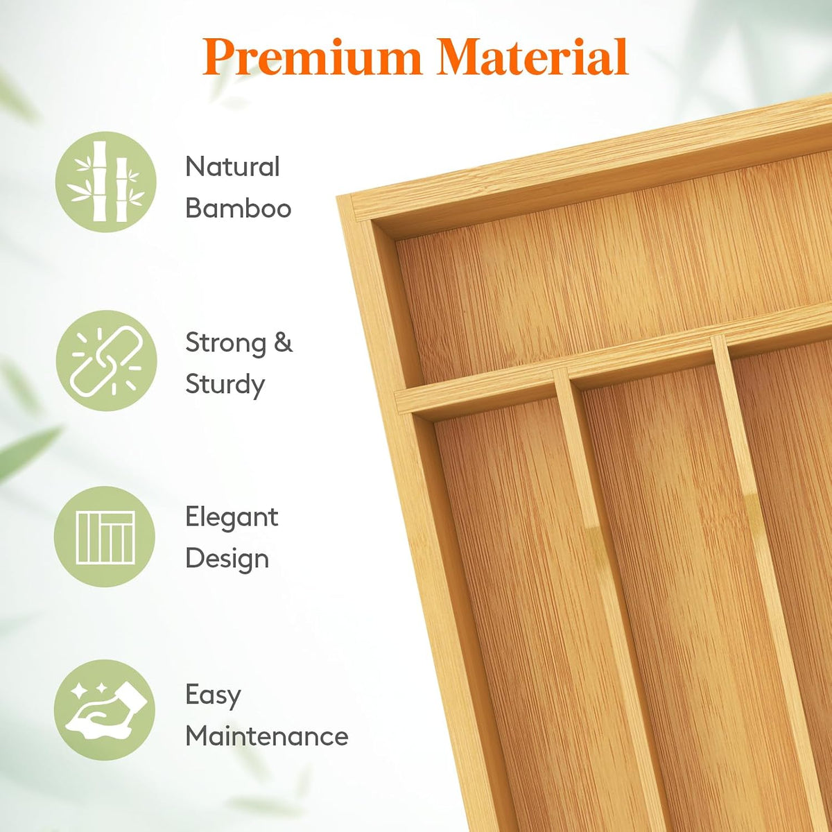 Bamboo Silverware Tray for Drawer, 6.7 x 12