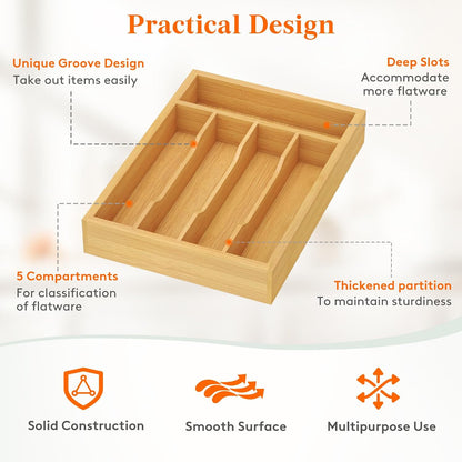 Bamboo Silverware Tray for Drawer, 6.7 x 12