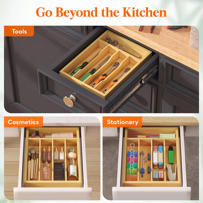 Bamboo Silverware Tray for Drawer, 6.7 x 12