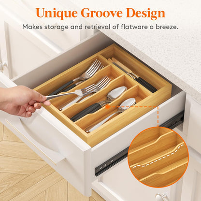 Bamboo Silverware Tray for Drawer, 6.7 x 12