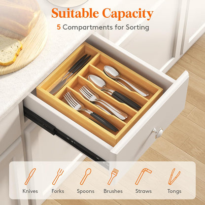 Bamboo Silverware Tray for Drawer, 6.7 x 12