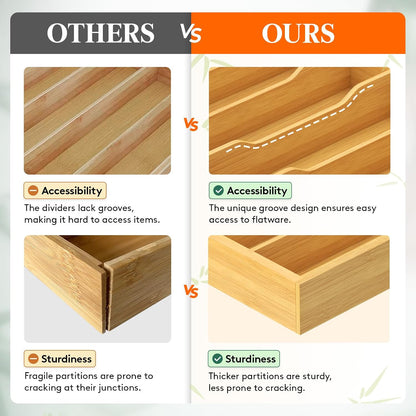 Bamboo Silverware Tray for Drawer, 6.7 x 12
