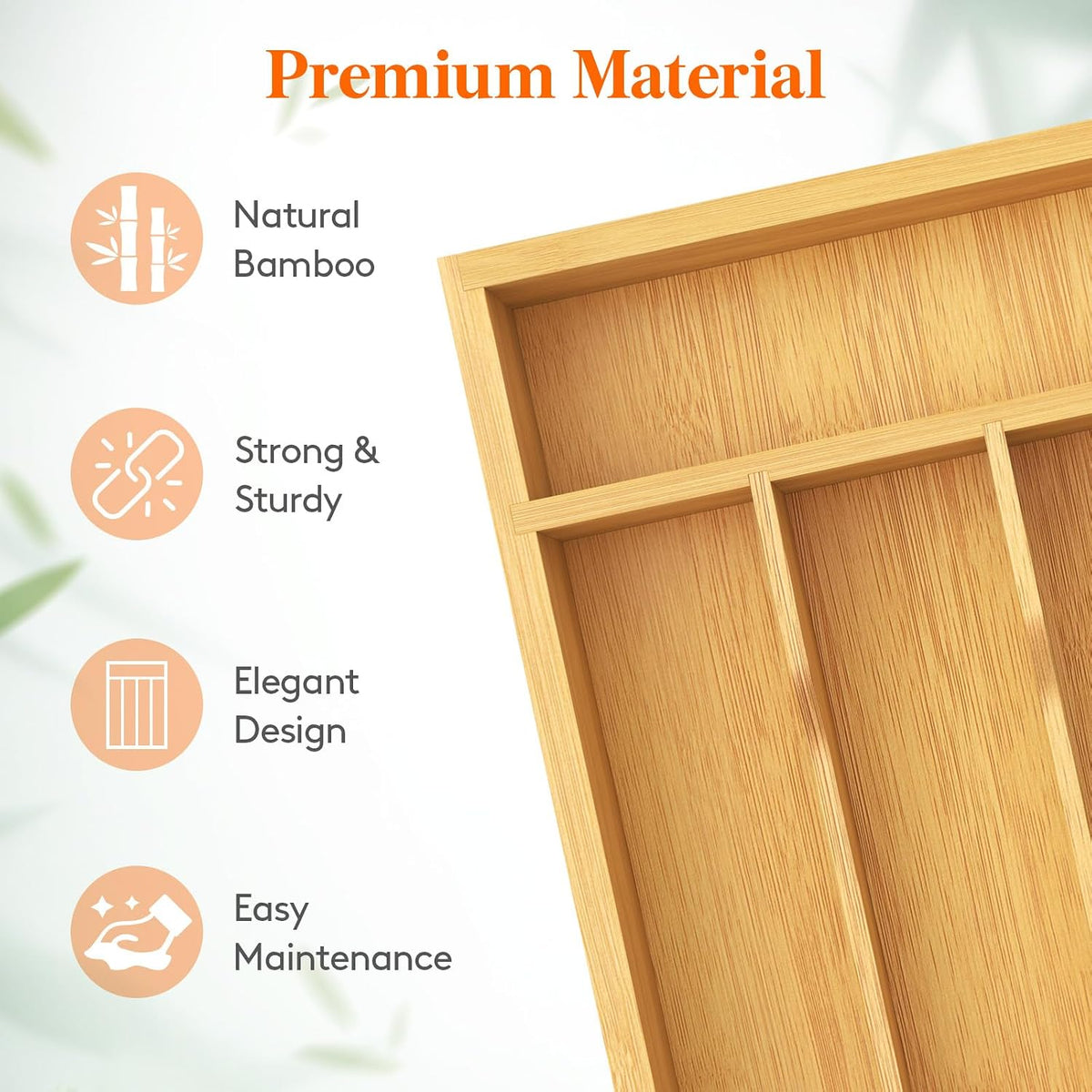 Bamboo Silverware Tray for Drawer, 6.7 x 12