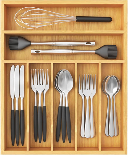 Bamboo Silverware Tray for Drawer, 6.7 x 12
