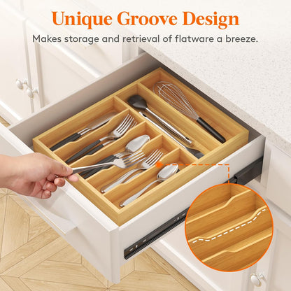 Bamboo Silverware Tray for Drawer, 6.7 x 12